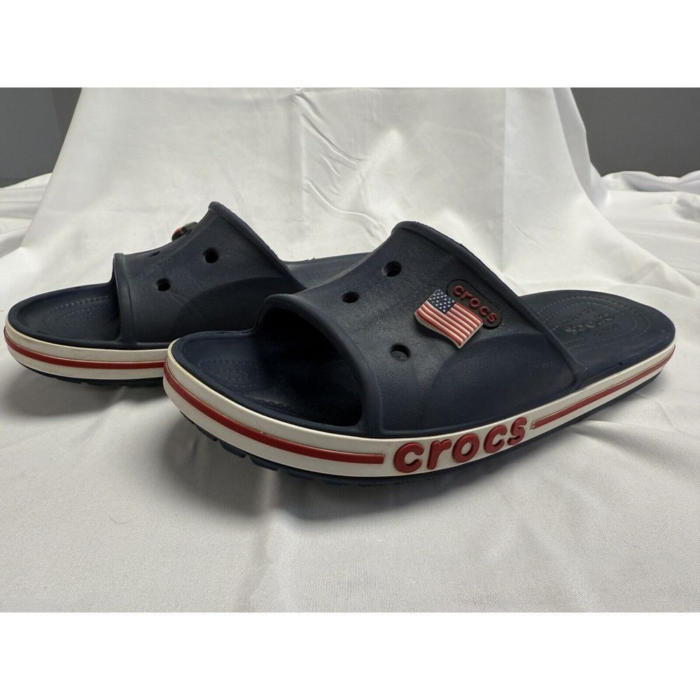 Mens Crocs Bayaband Slide Sandals Blue‎ 205392 Blue Slip On Shoes Mens 7 Women 9